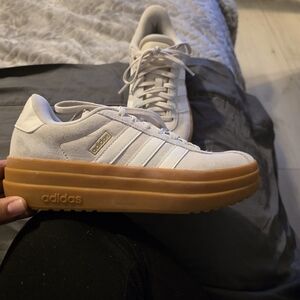 Adidas Women's White and Tan Platform Sneakers